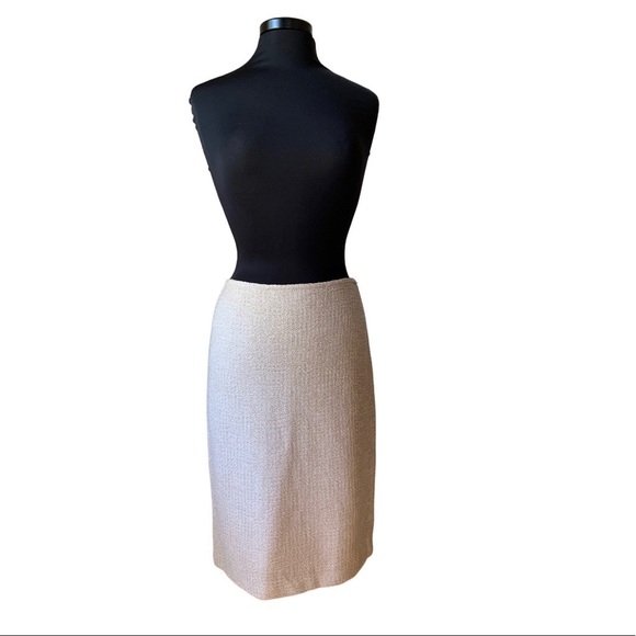 St. John Knit Skirt Cream/Tan with Gold Thread PF11 GRP2 - Picture 3 of 10
